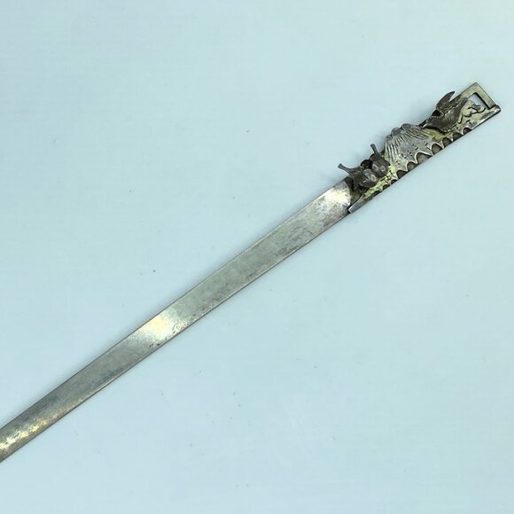 Antique Japanese etched Fuji Mountain with movable Sparrow bird hair stick GS603